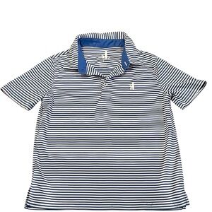 johnnie-O, Like New, Blue and White Striped Kids Performance Polo, Size 8